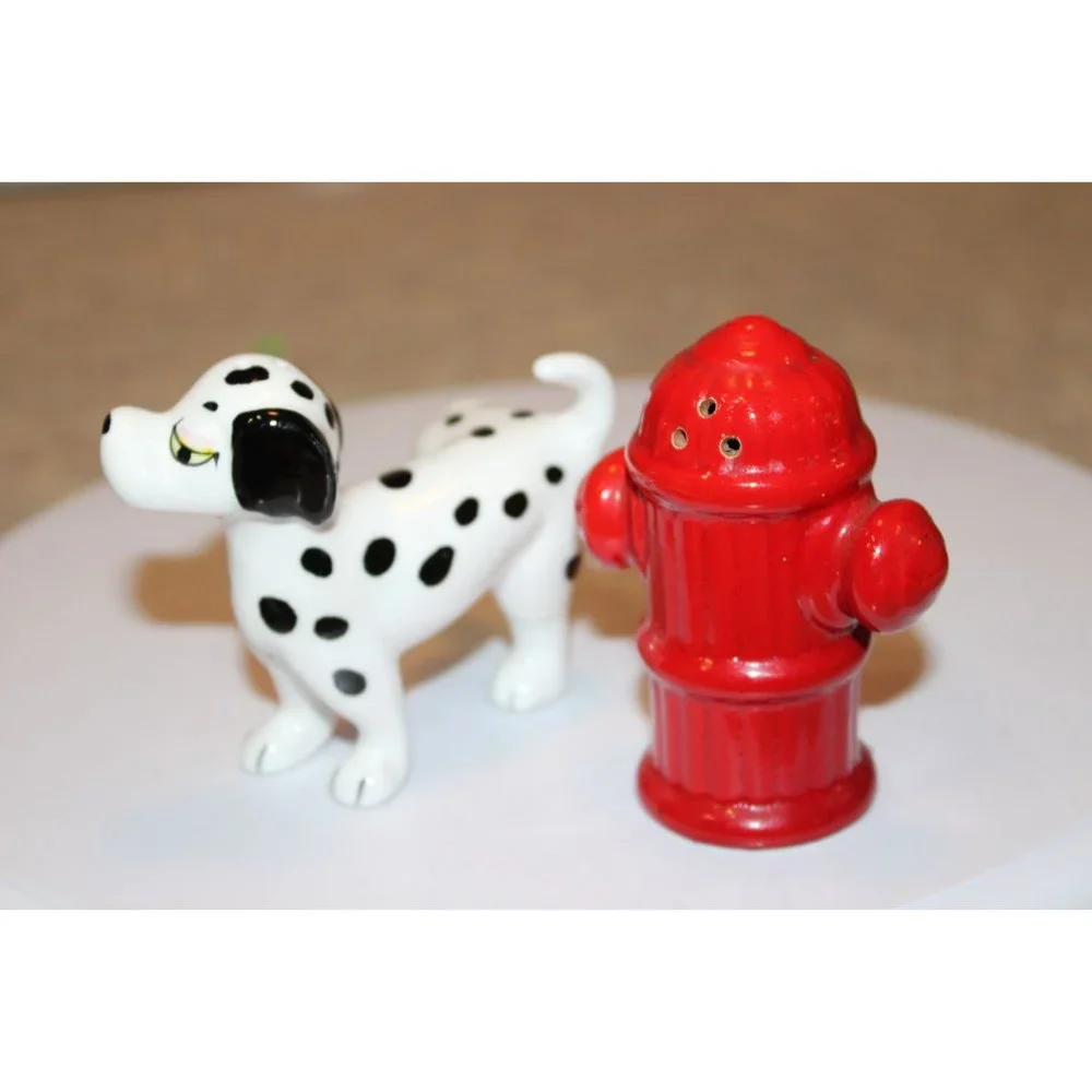Salt & Pepper Shakers - Vintage Dalmatian & Fire Hydrant - See Desc